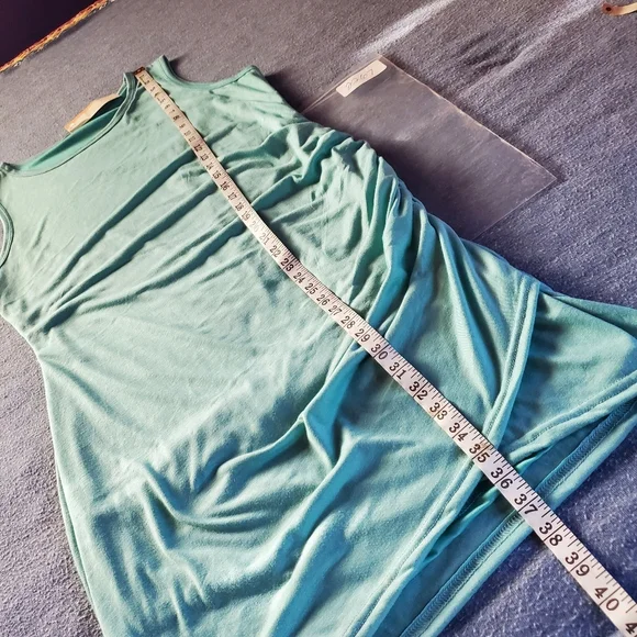 BTFBM T Shirt Midi Dress Pullover Sleeveless Rushed Knee Length Teal Size XL - Picture 9 of 9